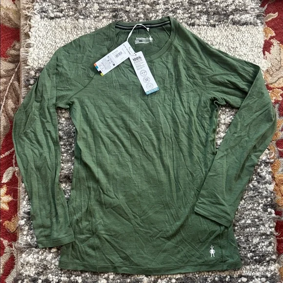 Smartwool everyday merino wool crew long sleeve top fern green women’s M NEW - Picture 1 of 9